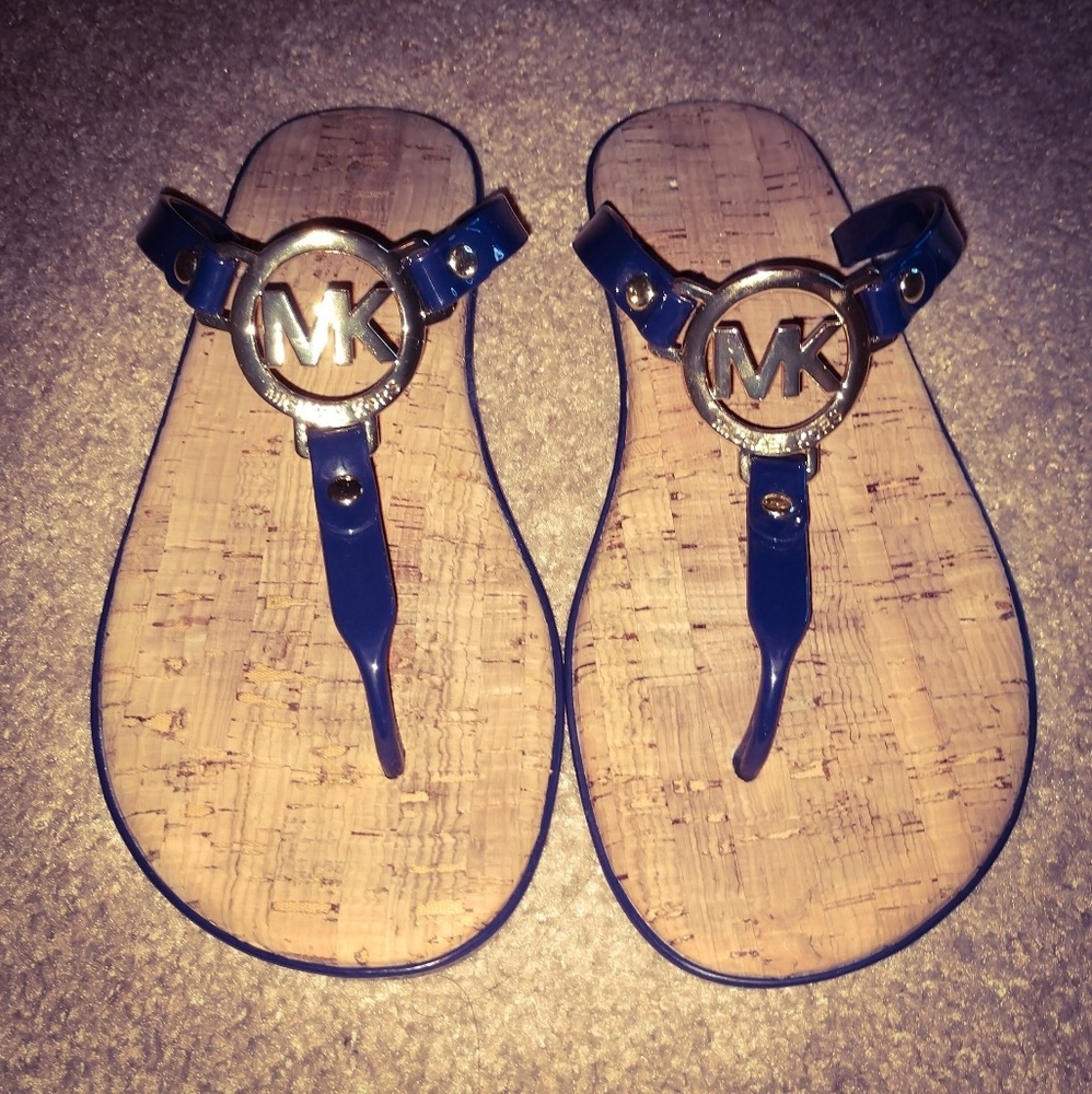 Michael Kors Leather & Logo Jute Sandals